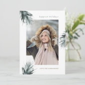 シンプル素朴ブランチ2枚フォトクリスマスホリデー シーズンカード (スタンド正面)