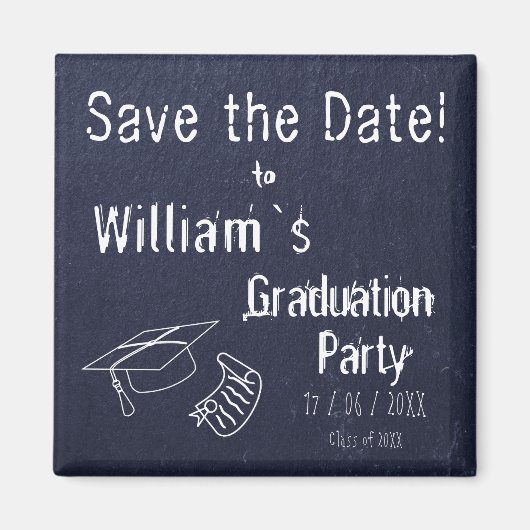 シンプル素朴ブルーストーン卒業 マグネット (正面)