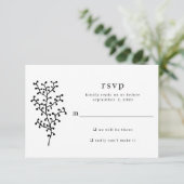 シンプル素朴ボタニカルタイポグラフィ結婚ズ 出欠カード (スタンド正面)