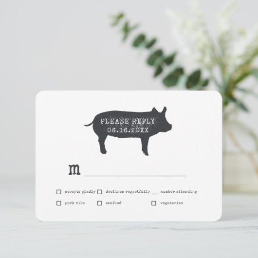 シンプル素朴モダンカントリーファームハ結婚ウス 出欠カード (スタンド正面)