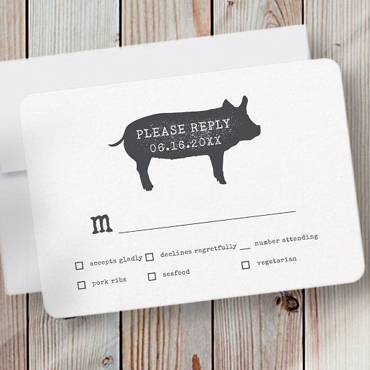 シンプル素朴モダンカントリーファームハ結婚ウス 出欠カード