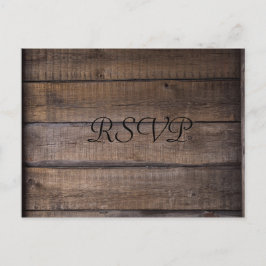 シンプル素朴モダンブラック&ブラウンウェディングRSVP ポストカード