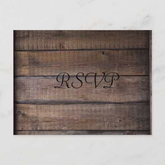 シンプル素朴モダンブラック&ブラウンウェディングRSVP ポストカード (正面)