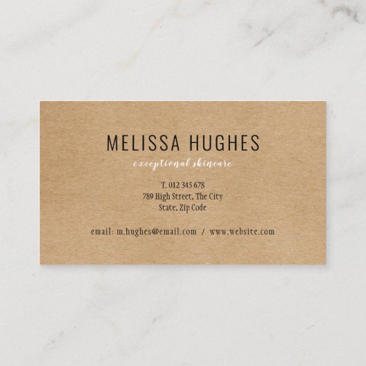 シンプル素朴モダンKraftアポイントメントカード 名刺 (裏面)