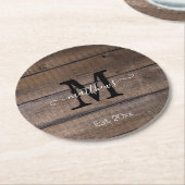 シンプル素朴モノグラムスクリプトファミリ名カスタム式 ラウンドペーパーコースター (アングル)