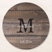 シンプル素朴モノグラムスクリプトファミリ名カスタム式 ラウンドペーパーコースター (正面)