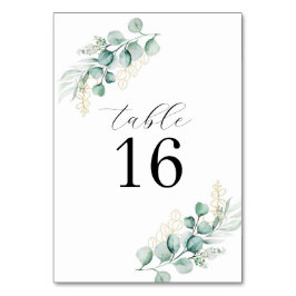 シンプル素朴ユーカリ結婚ー テーブルナンバー