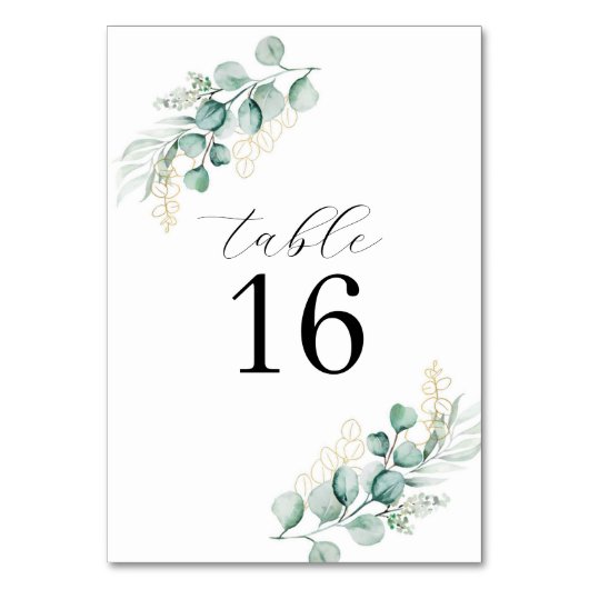 シンプル素朴ユーカリ結婚ー テーブルナンバー (正面)