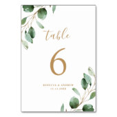 シンプル素朴ユーカリ金ゴールド結婚ズ テーブルナンバー (裏面)