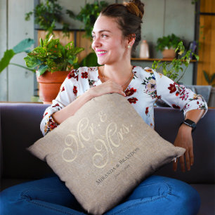 シンプル素朴リネンコットンファブリックカントリーウェディング クッション