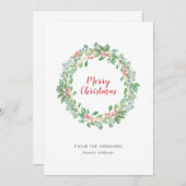 シンプル素朴リースメリークリスマス シーズンカード (正面/裏面)