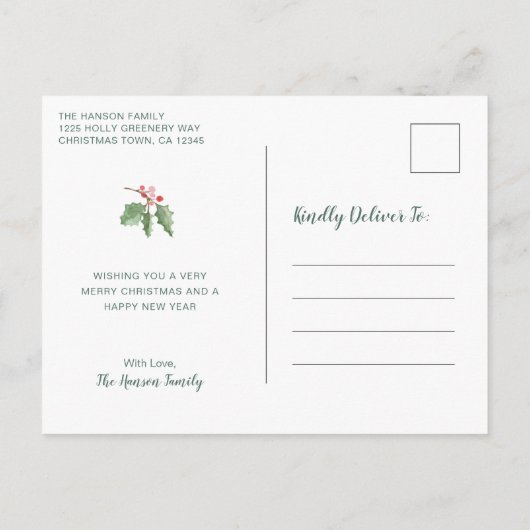 シンプル素朴リースメリークリスマス シーズンポストカード (裏面)