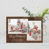 シンプル素朴三つ写真メリークリスマス シーズンカード (スタンド正面)