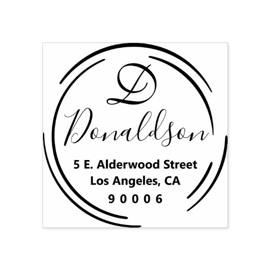 シンプル素朴円差出人住所 ラバースタンプ (インプリント)