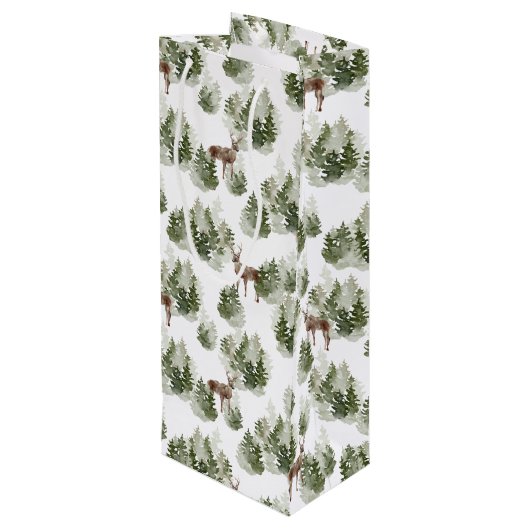 シンプル素朴冬の森の水の色クリスマス ワインギフトバッグ (裏面アングル)