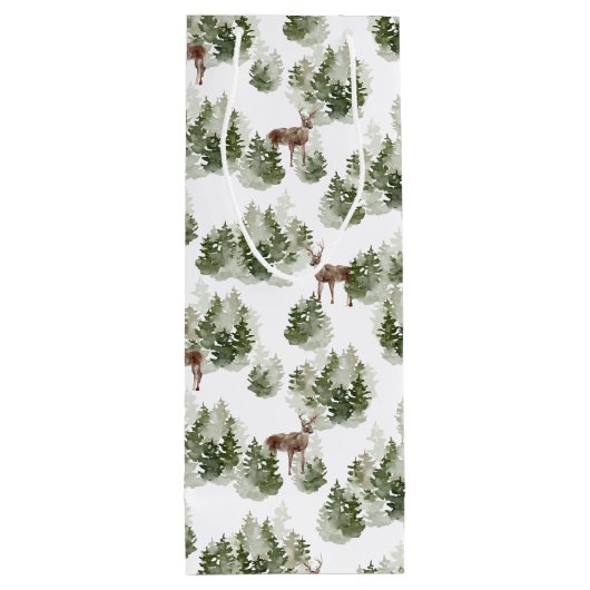 シンプル素朴冬の森の水の色クリスマス ワインギフトバッグ (裏面)