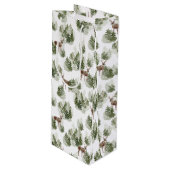 シンプル素朴冬の森の水の色クリスマス ワインギフトバッグ (正面アングル)