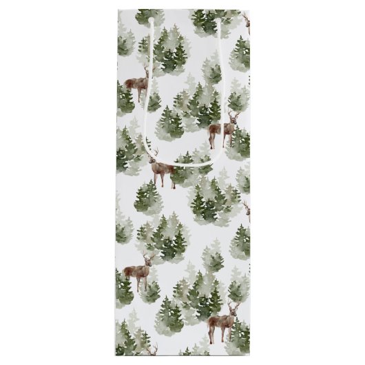 シンプル素朴冬の森の水の色クリスマス ワインギフトバッグ (正面)