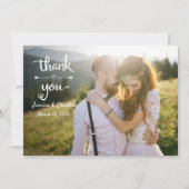 シンプル素朴手書き結婚の写真 サンキューカード (正面)