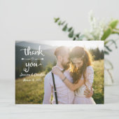 シンプル素朴手書き結婚の写真 サンキューカード (スタンド正面)