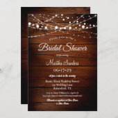 シンプル素朴木とストリングライトブライダルシャワー 招待状 (正面/裏面)