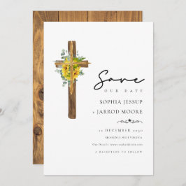 シンプル素朴木クロスフラワー結婚の緑 セーブザデート