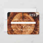 シンプル素朴木切木目結婚粒 出欠カード (正面)