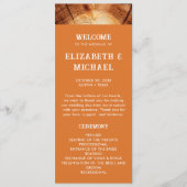 シンプル素朴木材カット結婚ブライダルパーティ プログラム (正面)