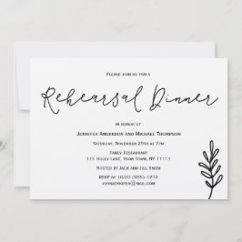シンプル素朴植物葉リハーサルディナー 招待状