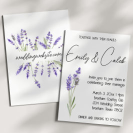 シンプル素朴水カラーラベンダー結婚ズ 招待状