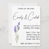 シンプル素朴水カラーラベンダー結婚ズ 招待状 (正面)