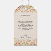 シンプル素朴秋ベージュ結婚の歓迎 ギフトタグ (正面)