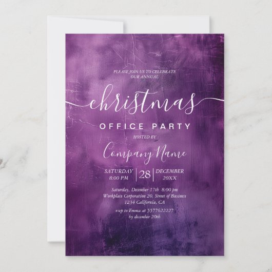 シンプル素朴紫クリスマスパーティー 招待状 (正面)