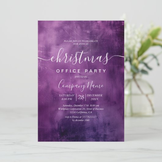 シンプル素朴紫クリスマスパーティー 招待状 (スタンド正面)