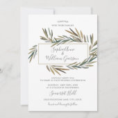 シンプル素朴結婚植物水彩薬草 招待状 (正面)