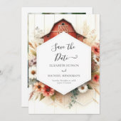 シンプル素朴結婚納屋周囲の庭 セーブザデート (正面/裏面)