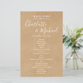 シンプル素朴署名スクリプト結婚式 プログラム (スタンド正面)