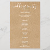 シンプル素朴署名スクリプト結婚式 プログラム (裏面)