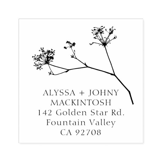 シンプル素朴野結婚花差出人住所 ラバースタンプ (インプリント)