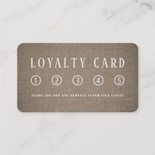 シンプル素朴Burlap効果 ロイヤリティカード (正面)