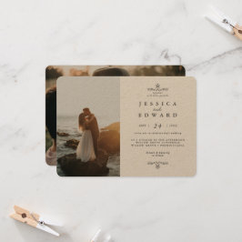 シンプル素朴Kraft 2結婚の写真 招待状