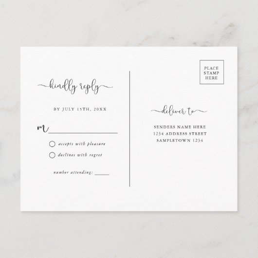 シンプル素朴Kraft Brown RSVPポストカード ポストカード (裏面)