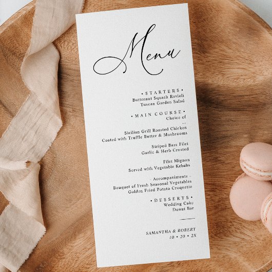 シンプル素朴Sage Greenのディナ結婚ーメニュー メニュー