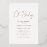 シンプル素朴Scriptエレガント Baby Showerバラ金ゴールド 箔招待状<br><div class="desc">バラモダン金ゴールドフォイル赤ちゃんシャワー招待シンプル素朴なスタイルスクリプトタイポグラフィで"オベビー"とデザインをフィーチャー。ミニマルエレガントリストレイアウトのこの招待は、女の子の赤ちゃんシャワーに最適だ。</div>