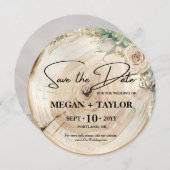 シンプル素朴Wood Save the Date Photo 結婚's 招待状 (正面/裏面)