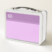 シンプル紫かわいらしモノグラストライプのム メタルランチボックス (裏面)