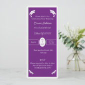 シンプル紫と白のパーソナライズされた卒業 招待状 (スタンド正面)