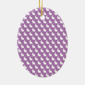 シンプル紫と白の復活祭バニー セラミックオーナメント (裏面)