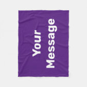 シンプル紫と白の文字メッセージテンプレート フリースブランケット (正面)