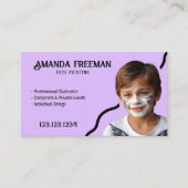 シンプル紫と黒のパーティー顔画家 名刺 (正面)